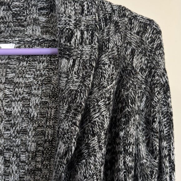 Style and Co Woman Sweater Open-Front Cardigan Black White Acrylic Womens 1X - Picture 5 of 12